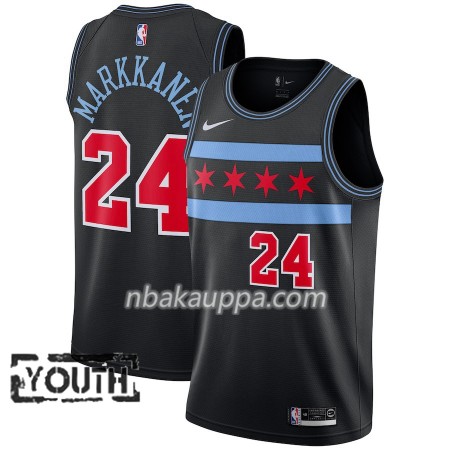 Chicago Bulls Lauri Markkanen 24 2018-19 Nike City Edition Musta Pelipaidat Swingman - Lasten